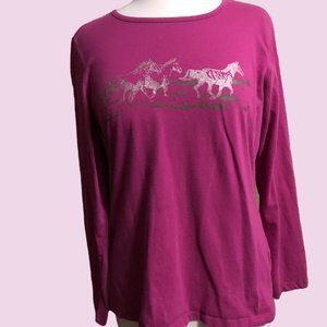 Pink long sleeve T-shirt with horses